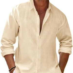 Men's Cream Button-Up Shirt